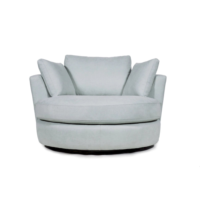 54 Wide Elegant Round Swivel Barrel Chair, Chair and a Half