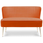 Farrah Upholstered Velvet Polyester 46 Wide Loveseat - Armless/ Scalloped Back