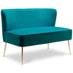 Farrah Upholstered Velvet Polyester 46 Wide Loveseat - Armless/ Scalloped Back