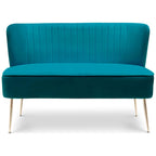 Farrah Upholstered Velvet Polyester 46 Wide Loveseat - Armless/ Scalloped Back