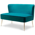 Farrah Upholstered Velvet Polyester 46 Wide Loveseat - Armless/ Scalloped Back