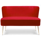 Farrah Upholstered Velvet Polyester 46 Wide Loveseat - Armless/ Scalloped Back