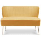 Farrah Upholstered Velvet Polyester 46 Wide Loveseat - Armless/ Scalloped Back