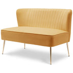 Farrah Upholstered Velvet Polyester 46 Wide Loveseat - Armless/ Scalloped Back
