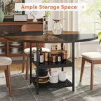 White & Gold Round Dining Table - 47 - Seats 4 - with Storage Shelf