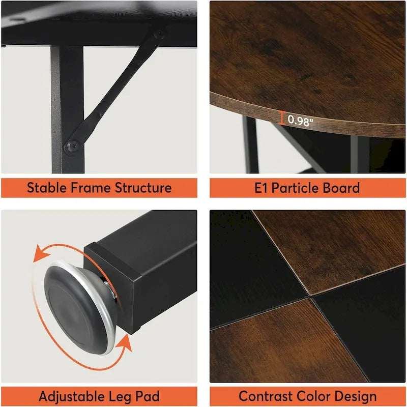White & Gold Round Dining Table - 47 - Seats 4 - with Storage Shelf