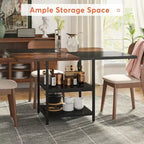 White & Gold Round Dining Table - 47 - Seats 4 - with Storage Shelf