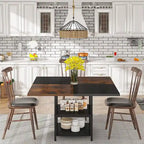 White & Gold Round Dining Table - 47 - Seats 4 - with Storage Shelf