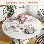 White & Gold Round Dining Table - 47 - Seats 4 - with Storage Shelf