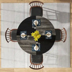 White & Gold Round Dining Table - 47 - Seats 4 - with Storage Shelf