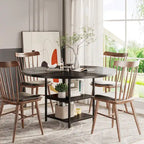 White & Gold Round Dining Table - 47 - Seats 4 - with Storage Shelf