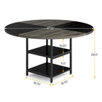 White & Gold Round Dining Table - 47 - Seats 4 - with Storage Shelf