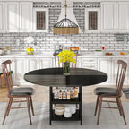 White & Gold Round Dining Table - 47 - Seats 4 - with Storage Shelf
