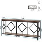 70.9 Inch Sofa Console Table with Open Storage Shelf, Industrial Narrow Extra Long Sofa Tables Entry Table Behind Couch Table