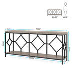 70.9 Inch Sofa Console Table with Open Storage Shelf, Industrial Narrow Extra Long Sofa Tables Entry Table Behind Couch Table