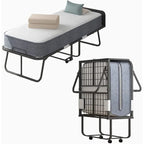 Mixoy Space Saving Fold up Bed with Mattress & Wheels