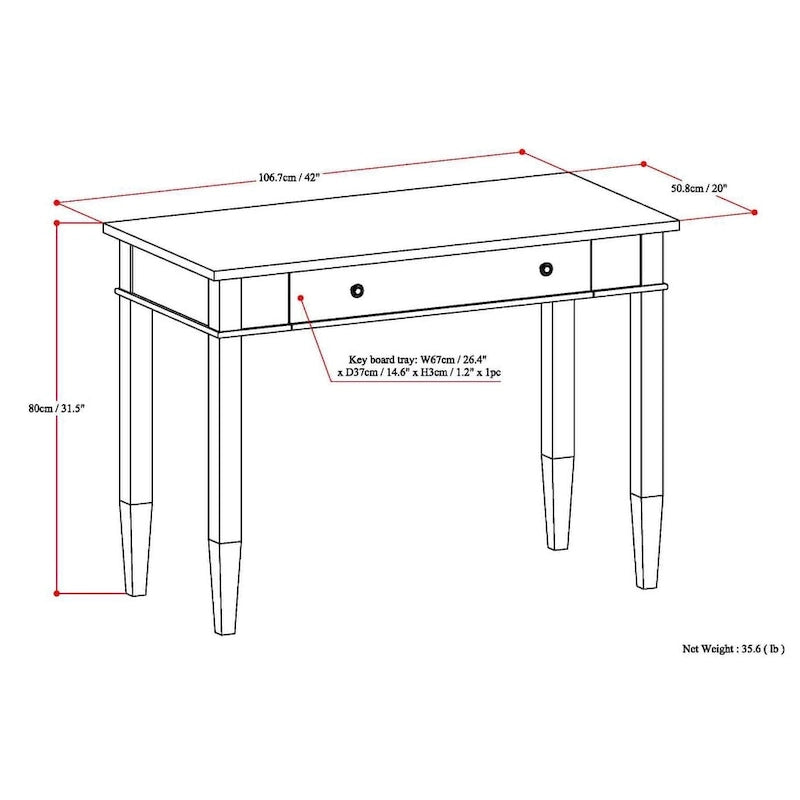 WYNDENHALL Sterling SOLID WOOD Transitional 42 inch Wide Home Office Desk