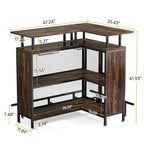L-shape Bar Table with Stemware Racks and Shelves - N/A