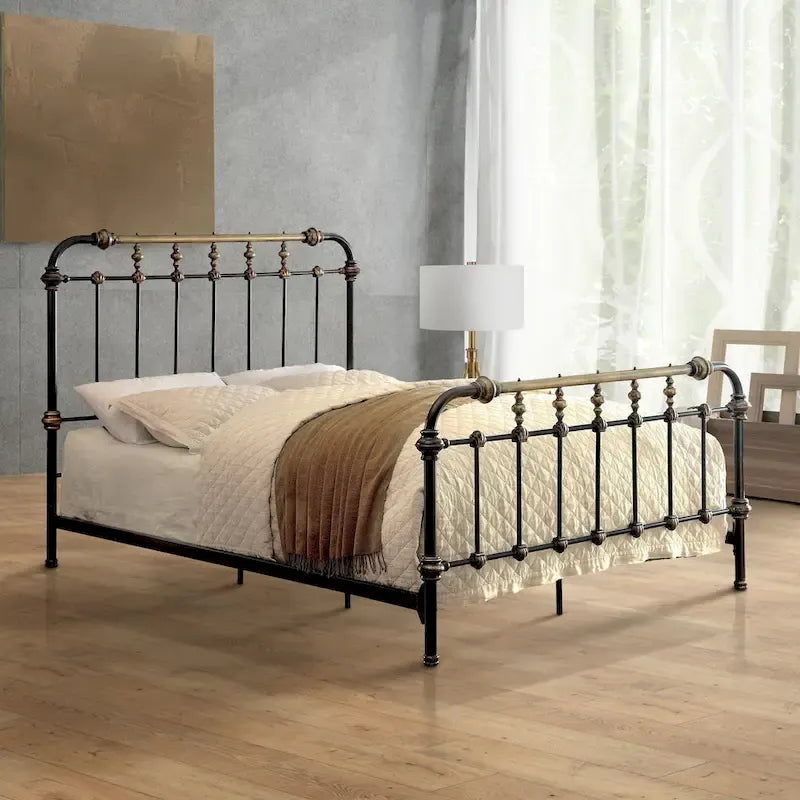  Pall Industial Black Metal Panel Bed