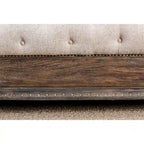 Brev Rustic Beige Tufted Fabric Sleigh Bed