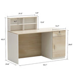 Reception Desk Wood Front Counter Table w/ Lockable Storage by Timechee