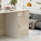 Reception Desk Wood Front Counter Table w/ Lockable Storage by Timechee