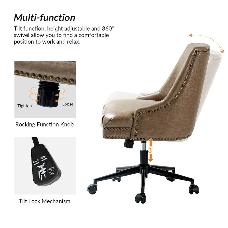 Sonia Modern Faux Leather Task Chair with Height-adjustable by HULALA HOME