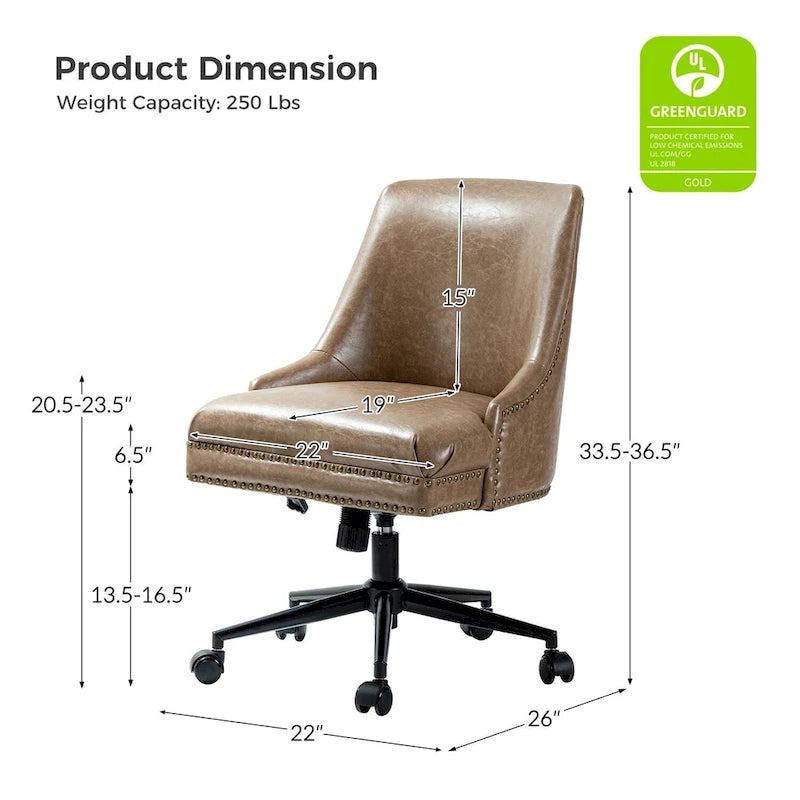 Sonia Modern Faux Leather Task Chair with Height-adjustable by HULALA HOME