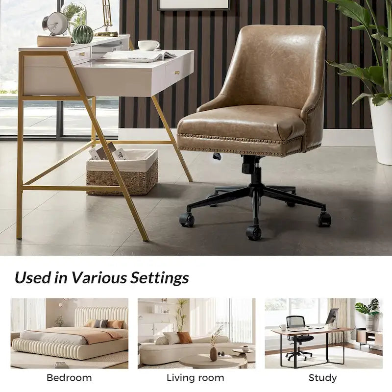 Sonia Modern Faux Leather Task Chair with Height-adjustable by HULALA HOME