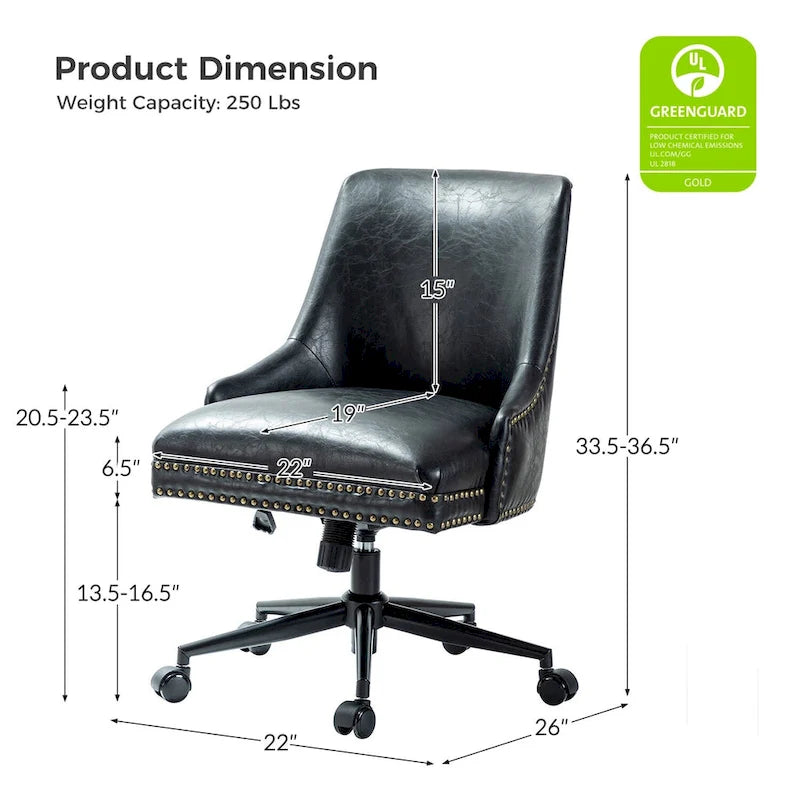 Sonia Modern Faux Leather Task Chair with Height-adjustable by HULALA HOME