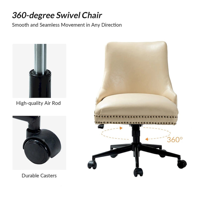 Sonia Modern Faux Leather Task Chair with Height-adjustable by HULALA HOME