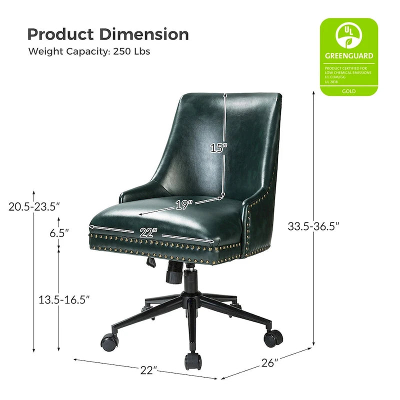 Sonia Modern Faux Leather Task Chair with Height-adjustable by HULALA HOME