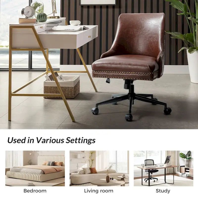 Sonia Modern Faux Leather Task Chair with Height-adjustable by HULALA HOME