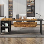 70.8 Executive Desk L-Shaped Office Computer Desk with 55 File Cabinet