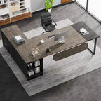 70.8 Executive Desk L-Shaped Office Computer Desk with 55 File Cabinet