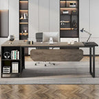 70.8 Executive Desk L-Shaped Office Computer Desk with 55 File Cabinet