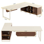 70.8 Executive Desk L-Shaped Office Computer Desk with 55 File Cabinet