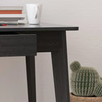 Timechee Black Wooden Computer Desk, 47 Writing Desk with 2 Drawers