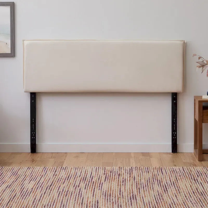 Upholstered Pillow Headboard - Adjustable Height - Navy/Ivory - Twin to King
