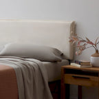 Upholstered Pillow Headboard - Adjustable Height - Navy/Ivory - Twin to King