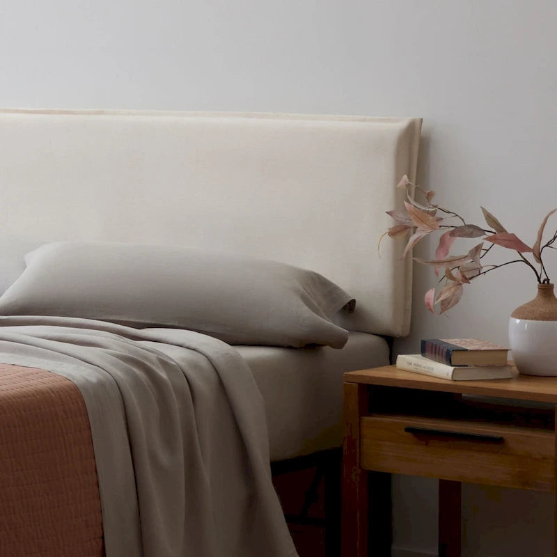 Upholstered Pillow Headboard - Adjustable Height - Navy/Ivory - Twin to King