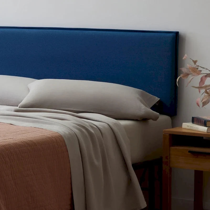 Upholstered Pillow Headboard - Adjustable Height - Navy/Ivory - Twin to King