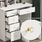 Timechee 31.5 Wide Makeup Vanity Set with Stool and Mirror