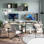 L Shaped Desk LED 95.2 Inch Computer Corner Desk with Keyboard Tray Monitor Stand
