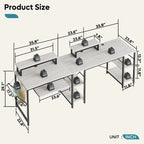 L Shaped Desk LED 95.2 Inch Computer Corner Desk with Keyboard Tray Monitor Stand