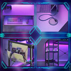 L Shaped Desk LED 95.2 Inch Computer Corner Desk with Keyboard Tray Monitor Stand