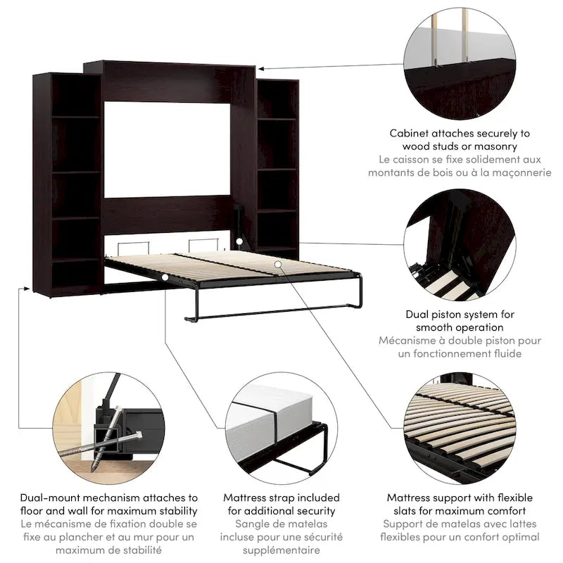 Claremont Queen Murphy Bed with Closet Organizers (105W) by