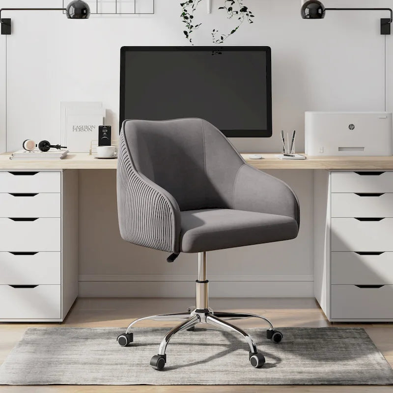 Corvus Braff Velvet Upholstered Adjustable Ergonomic Office Chair