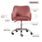 Corvus Braff Velvet Upholstered Adjustable Ergonomic Office Chair