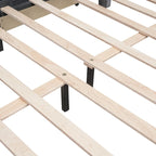 Upholstered Platform Bed with Stud Trim and 4 Drawers